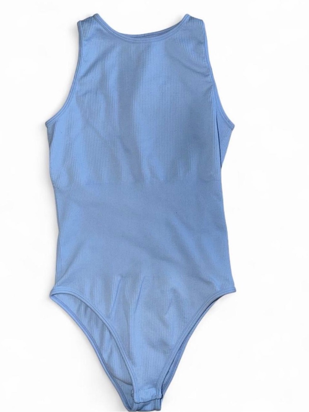 Ribbed Light Blue Women's Tank Bodysuit